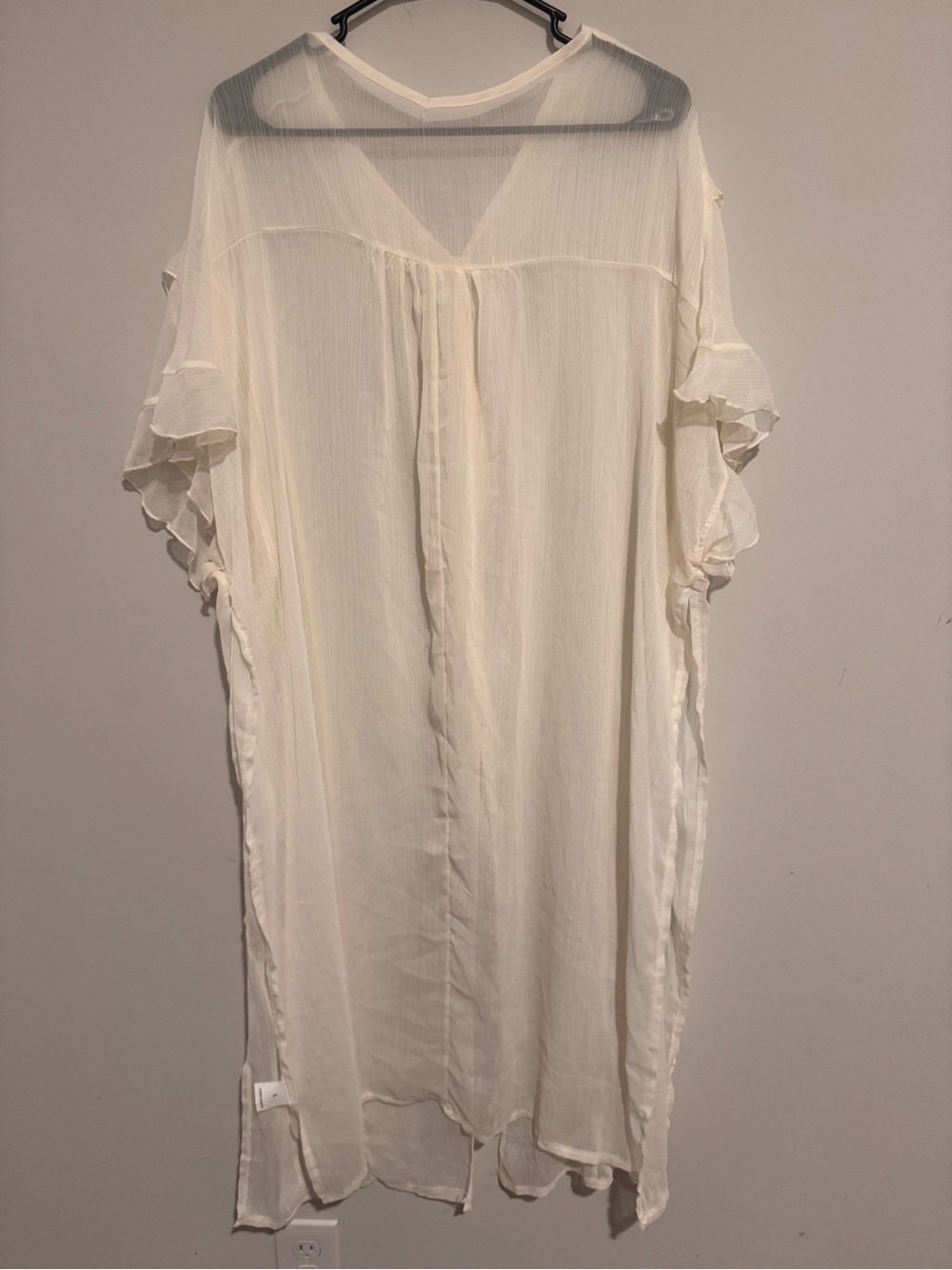Sheer Ruffle Front Maxi Dress - Ivory - Picture 2 of 2